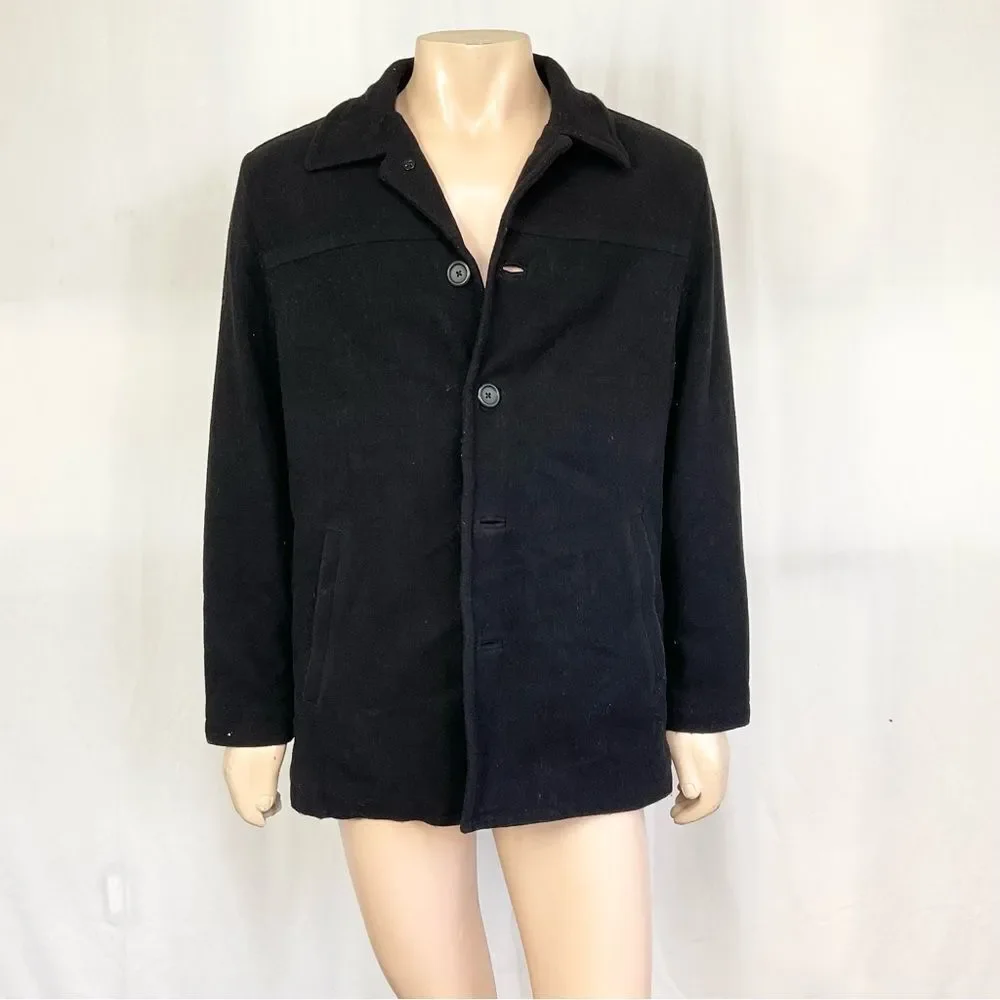 J.Crew Black Stretch Wool Felt Collared Button Up Blazer Jacket 50567 Size Small